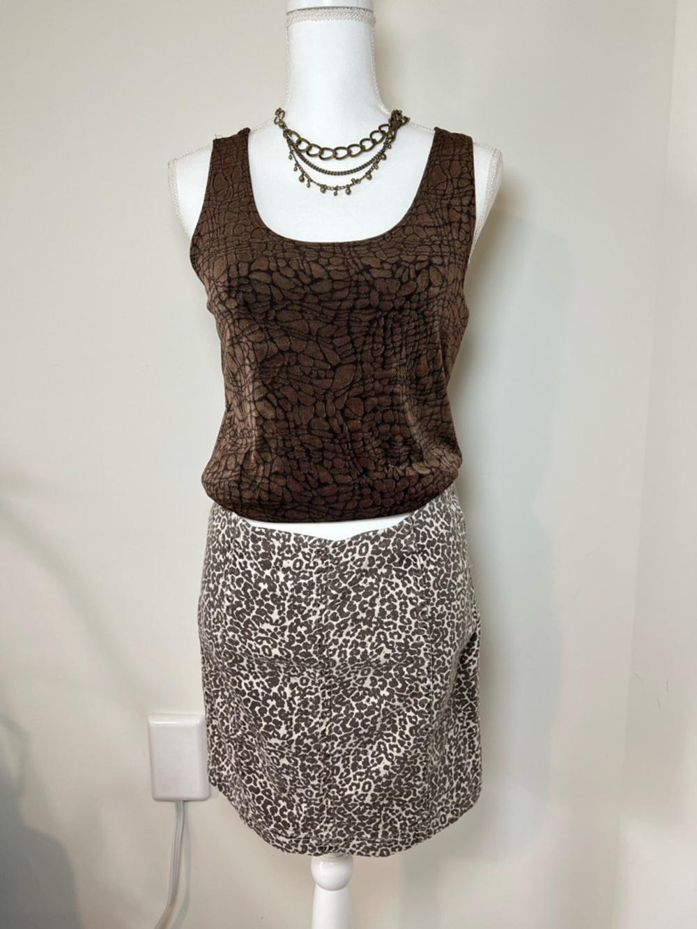 Chico’s 90s/Y2K Animal Print‎ Reptile Snake Tank Top Blouse Brown Black 🐍🤎